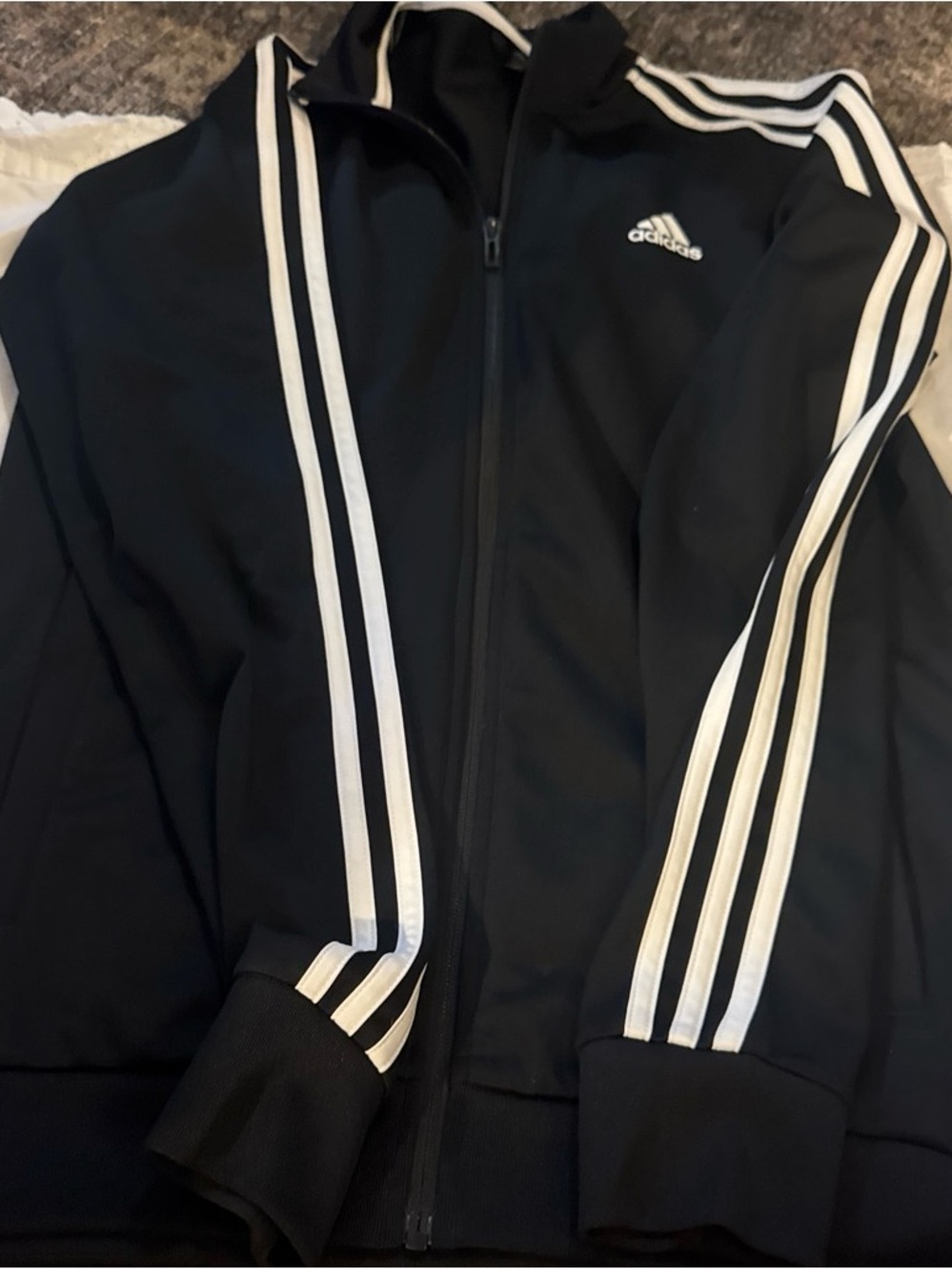adidas Black Performance Track Jacket with White Stripes